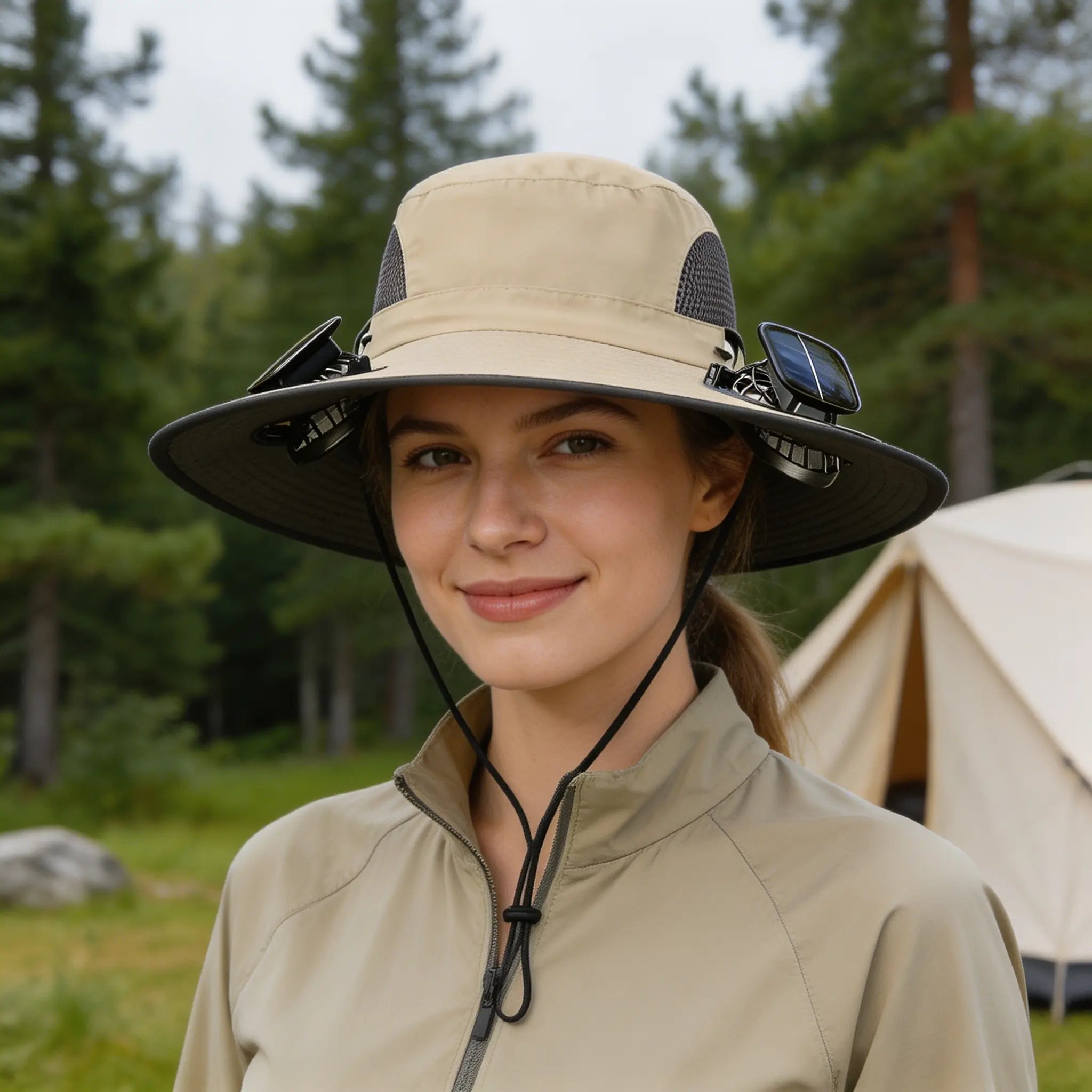 2026 Outdoor Wide Brim Cooling Hat with Dual Fans, UPF 50+ Sun Protection, Waterproof Breathable Rechargeable Hat for Fishing, Camping, Gardening & Outdoor Sports, Long-Lasting Summer Cooling Gift, Perfect Father’S Day Gift for Dad & Husband