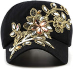Bling Women Baseball Cap Flower Snapback Rhinestone Sun Hats Adjustable Denim Jeans Hat