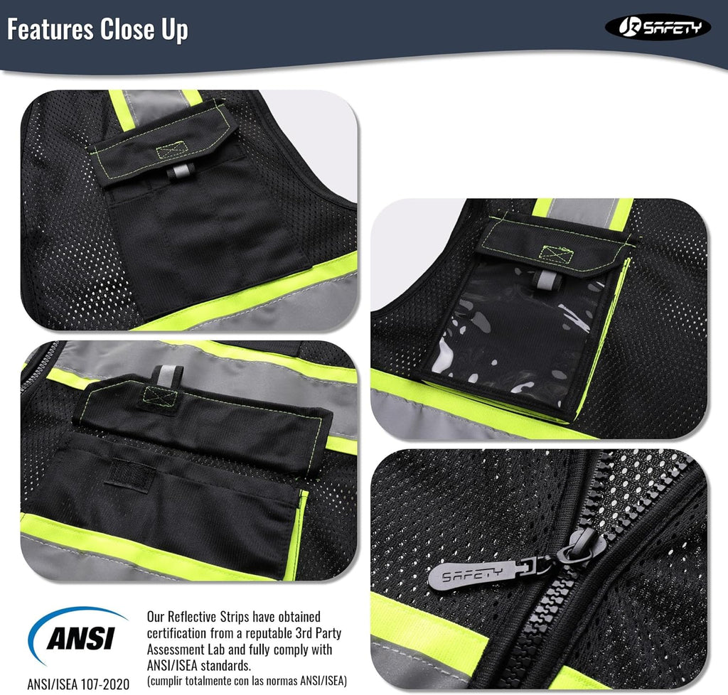 Hi Vis Reflective Safety Vests for Men Women High Visibility Vest with Pockets M