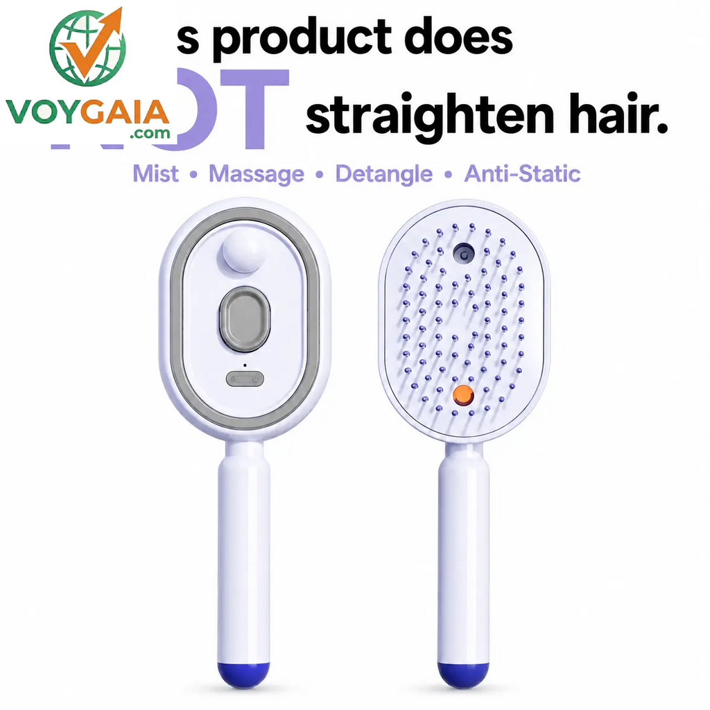 【Not Straightened】Electric Spray Air Cushion Massage Comb, Self-Cleaning Anti-Tangle Hair Brush, Anti-Static Volumizing Scalp Massage Brush for Dry Frizzy Hair Care, No Essential Oil Included