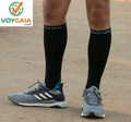 Jupitergear Endurance Compression Socks for Running and Hiking - Black with Blue Accent - Large/Extra Large