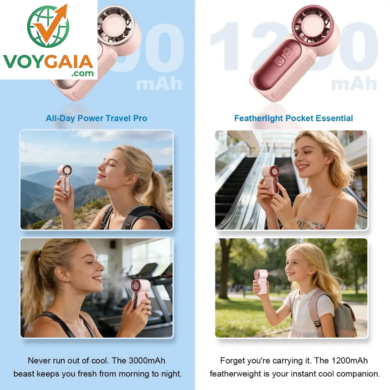 Mini Handheld Fan with LED Display – 6-Speed Turbo Pocket Fan for Women. USB Rechargeable, High-Speed Cooling for Travel & Makeup. Perfect Gift. Portable Refrigeration