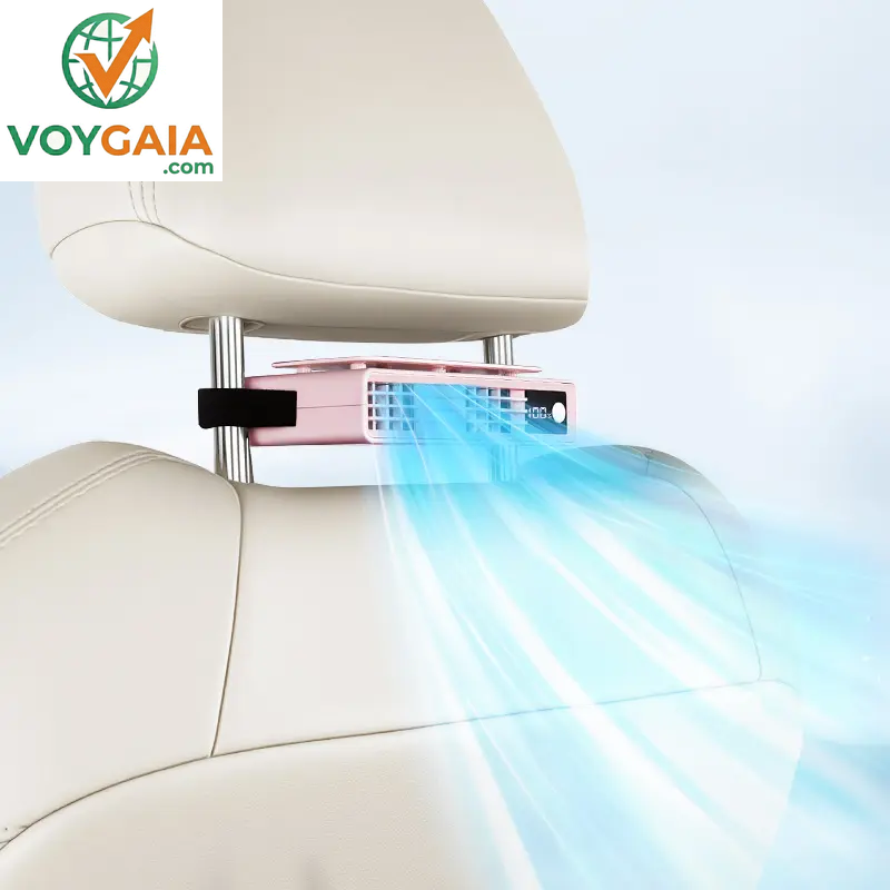 JOYTUTUS Fathersdaygift-2026 Car Seat Fan Sunvisor Clip Fan, USB Rechargeable Fan with LED Display, 360° Rotation, 100 Speeds Adjustment, Detachable Clip, Magic Tape, 20Hr 3000Mah Battery Summer Fan for Car Baby Stroller Backseat Handheld Cooling Fan High