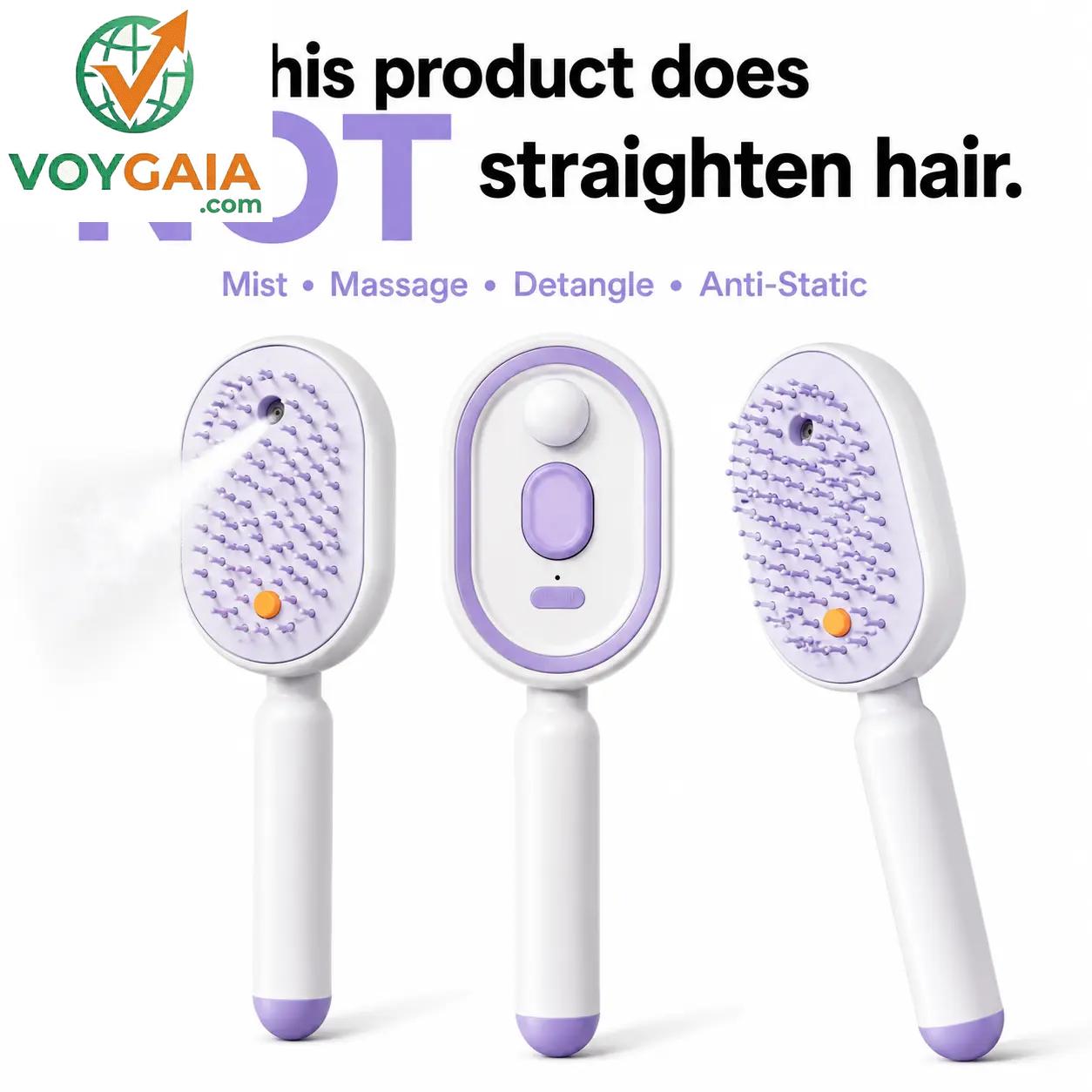 【Not Straightened】Electric Spray Air Cushion Massage Comb, Self-Cleaning Anti-Tangle Hair Brush, Anti-Static Volumizing Scalp Massage Brush for Dry Frizzy Hair Care, No Essential Oil Included