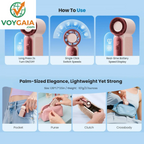 Mini Handheld Fan with LED Display – 6-Speed Turbo Pocket Fan for Women. USB Rechargeable, High-Speed Cooling for Travel & Makeup. Perfect Gift. Portable Refrigeration