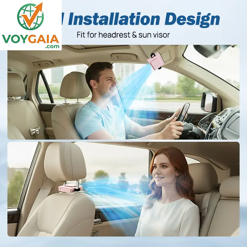 JOYTUTUS Fathersdaygift-2026 Car Seat Fan Sunvisor Clip Fan, USB Rechargeable Fan with LED Display, 360° Rotation, 100 Speeds Adjustment, Detachable Clip, Magic Tape, 20Hr 3000Mah Battery Summer Fan for Car Baby Stroller Backseat Handheld Cooling Fan High