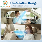 JOYTUTUS Fathersdaygift-2026 Car Seat Fan Sunvisor Clip Fan, USB Rechargeable Fan with LED Display, 360° Rotation, 100 Speeds Adjustment, Detachable Clip, Magic Tape, 20Hr 3000Mah Battery Summer Fan for Car Baby Stroller Backseat Handheld Cooling Fan High