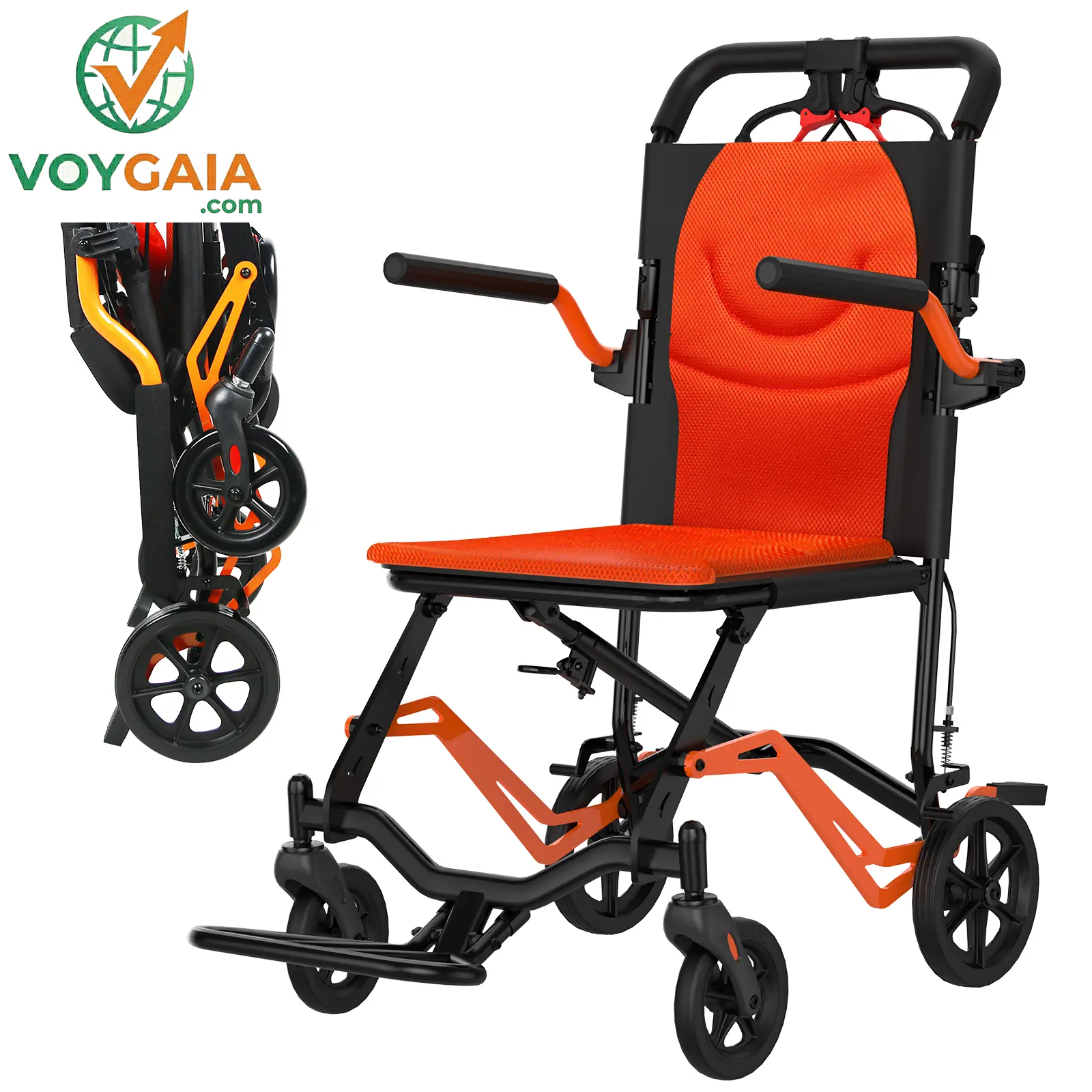 Lightweight Folding Transport Wheelchair for Adults & Seniors – 18 Lbs Aluminum Frame – Removable Turn over Armrests – Swing-Away Footrests – Locking Handbrake – 220 Lbs Capacity – Easy Fold & Carry – Ideal for Travel & Indoors