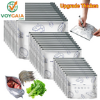 【Refrigerated Food】Reusable Aluminum Foil Sealable Storage Bags, 2026 New Resealable Vacuum Zipper Pouches for Food, Stand up Foil Sealable Bags with Label and Zip Lock for Vegetable Fruit Meat