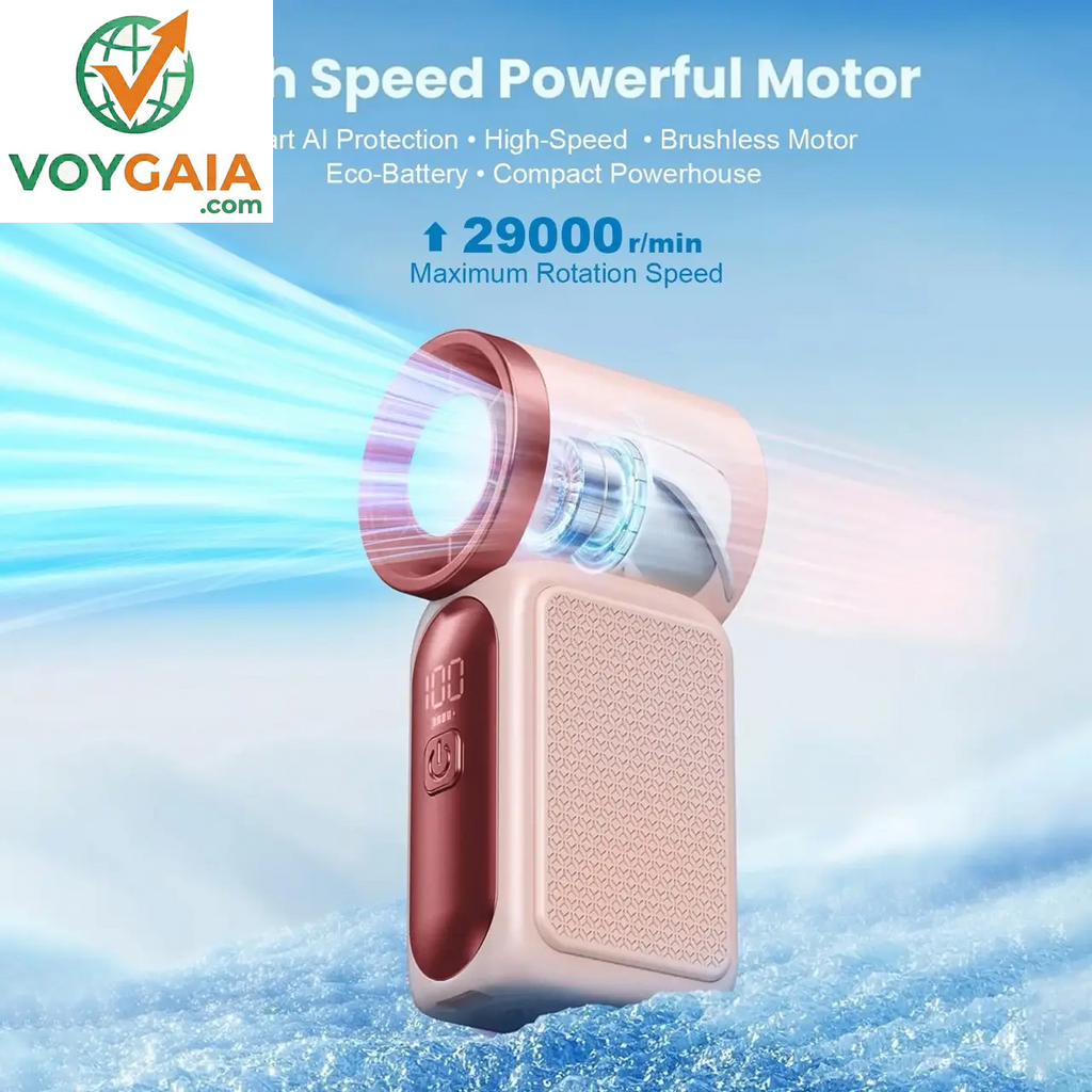 Mini Handheld Fan with LED Display – 6-Speed Turbo Pocket Fan for Women. USB Rechargeable, High-Speed Cooling for Travel & Makeup. Perfect Gift. Portable Refrigeration