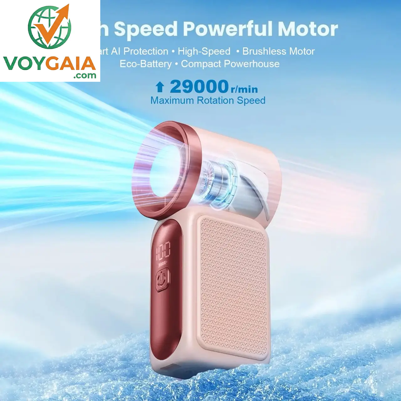 Mini Handheld Fan with LED Display – 6-Speed Turbo Pocket Fan for Women. USB Rechargeable, High-Speed Cooling for Travel & Makeup. Perfect Gift. Portable Refrigeration