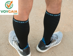 Jupitergear Endurance Compression Socks for Running and Hiking - Black with Blue Accent - Large/Extra Large