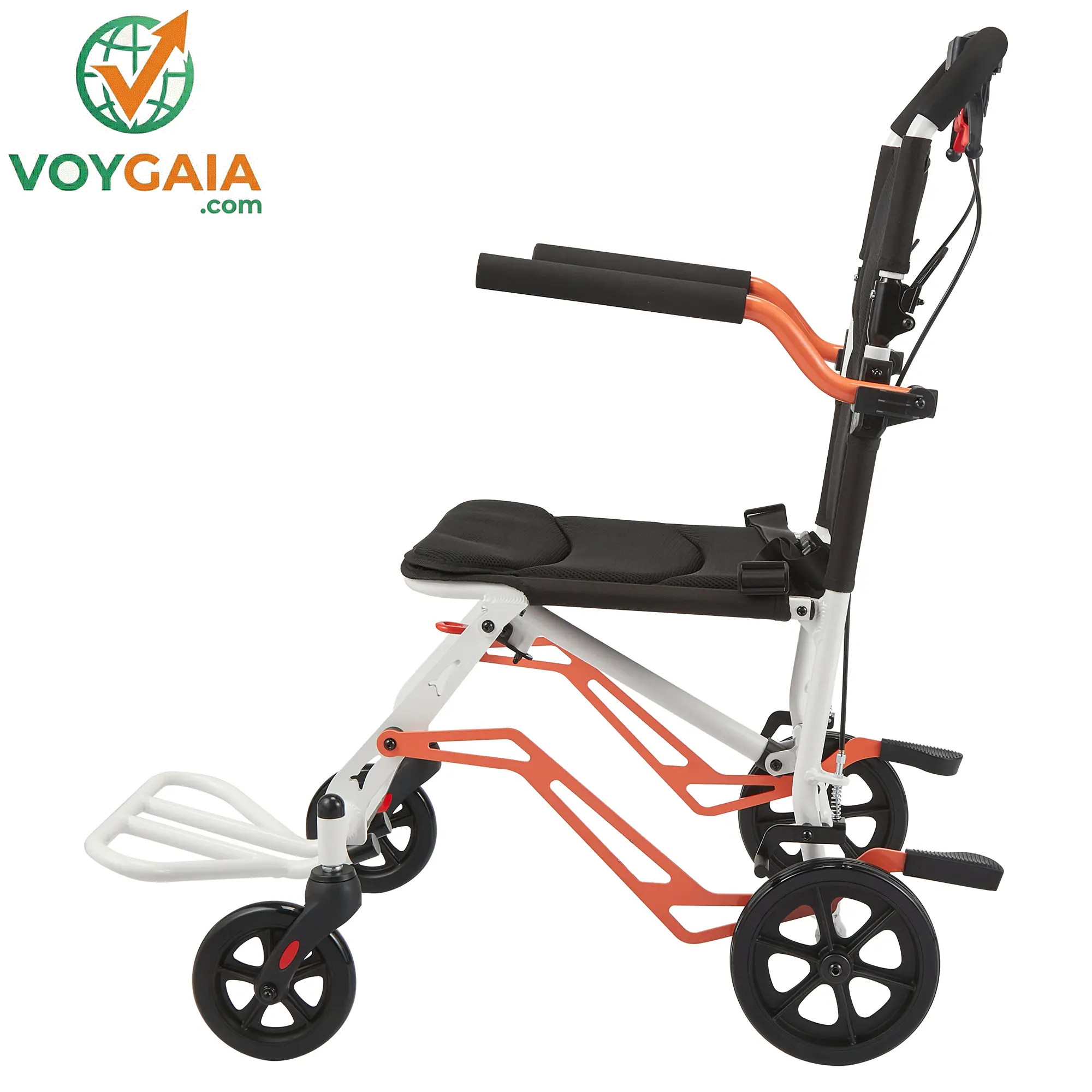 Lightweight Folding Transport Wheelchair for Adults & Seniors – 18 Lbs Aluminum Frame – Removable Turn over Armrests – Swing-Away Footrests – Locking Handbrake – 220 Lbs Capacity – Easy Fold & Carry – Ideal for Travel & Indoors