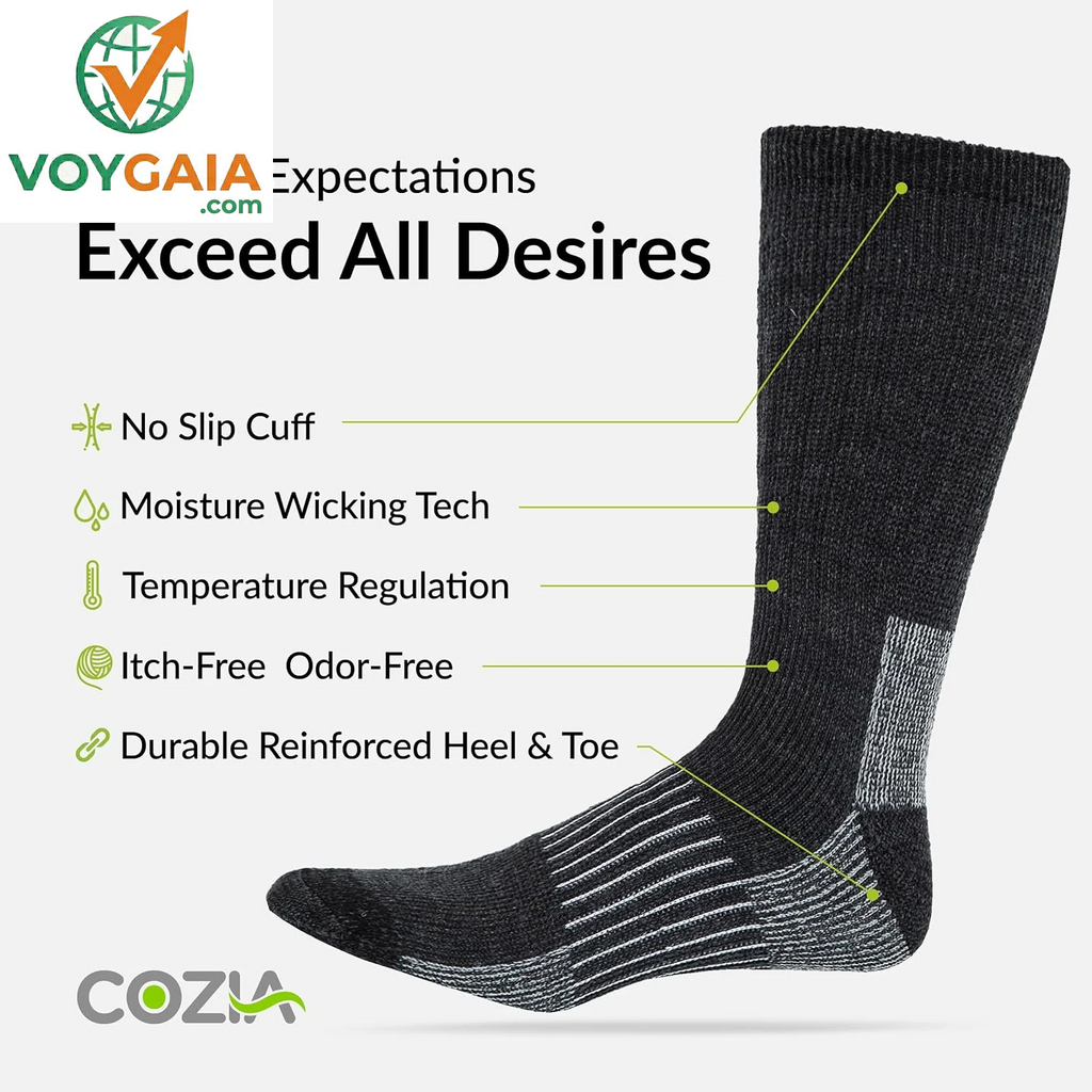 Merino Wool Socks Casual Warm Socks for Winter Cozy Boot Socks for Men & Women