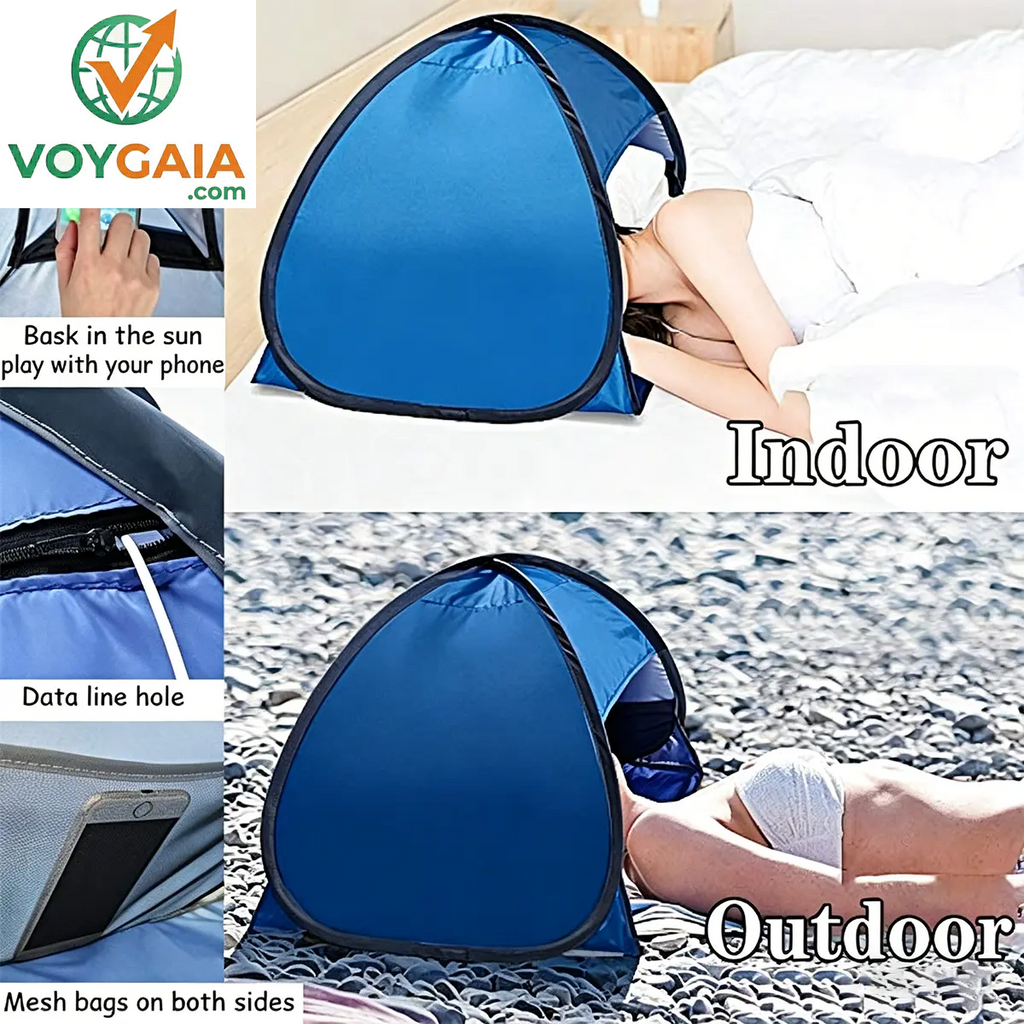 AMLANG Instant Pop up Mini Beach Shade Tent, Lightweight Automatic Sun Shelter Canopy for Head, Laptop & Pets, UV Resistant Portable Tent for Travel Camping Hiking